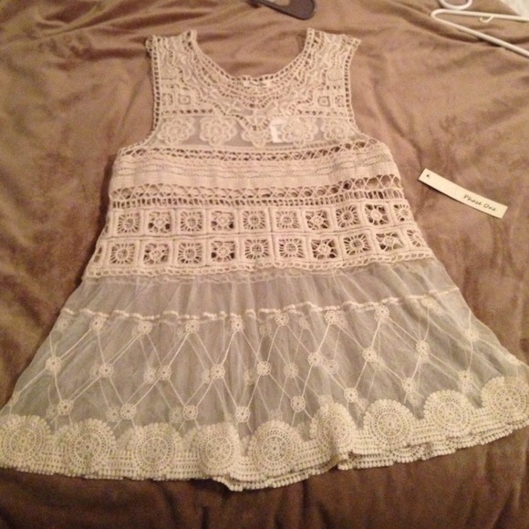 Cream lace see through tank!