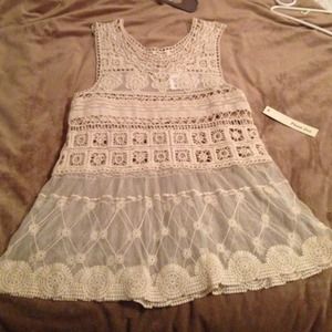 Cream lace see through tank!