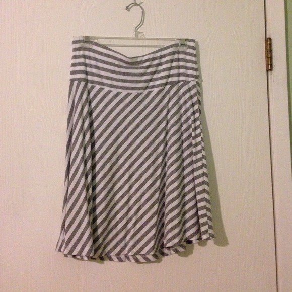 Gray and white striped skirt
