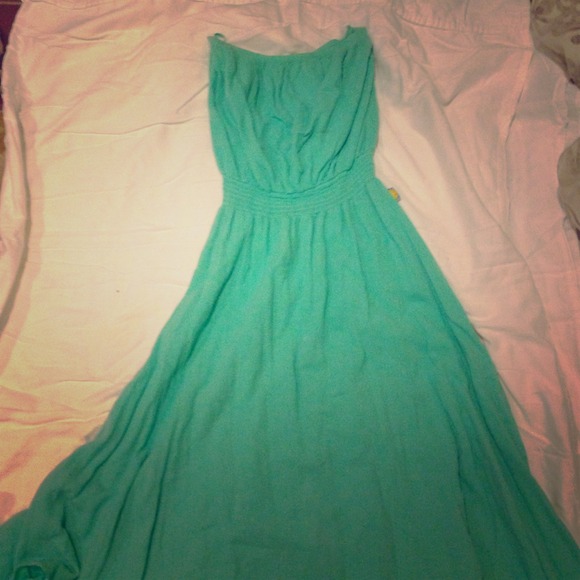 C&C California strapless teal dress