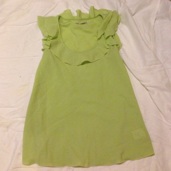 Lime BR work blouse with ruffle