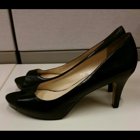 SOLD - Franco Sarto, 12M Black Open Toe Pumps - Picture 2 of 4
