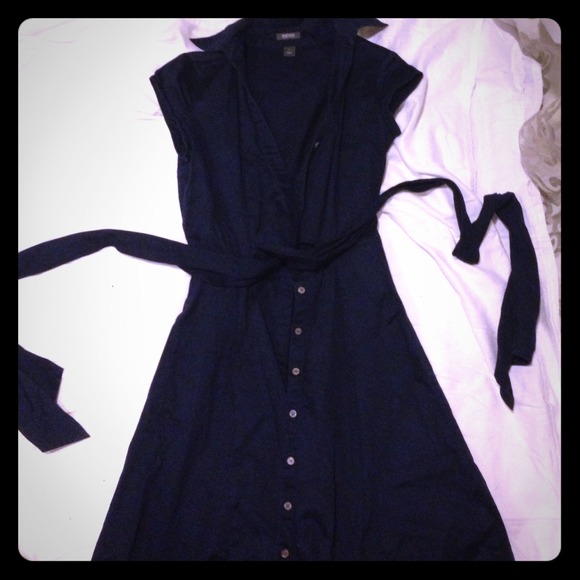 Navy Kenneth Cole wrap shirt dress