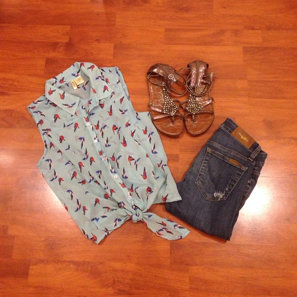 Sheer top light blue
