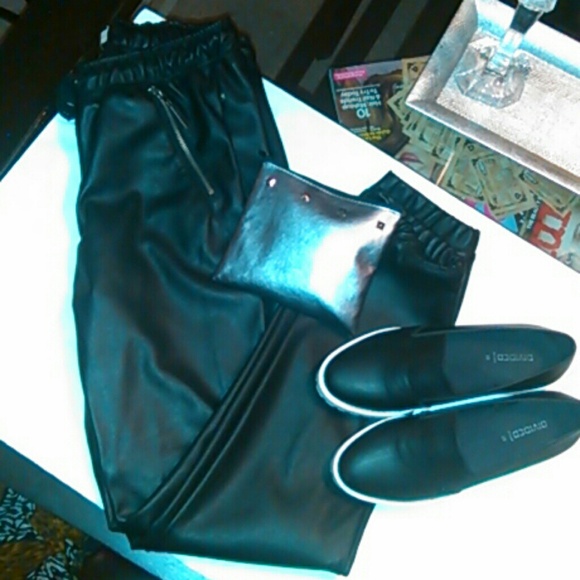 Faux leather joggers