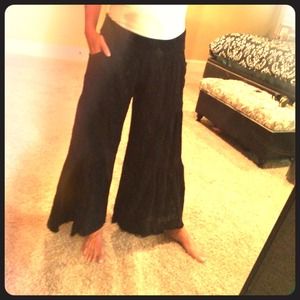 Palazzo pants, black, three tier pants size L