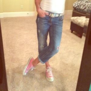 Miss Me destructed Capri denim. Size 28