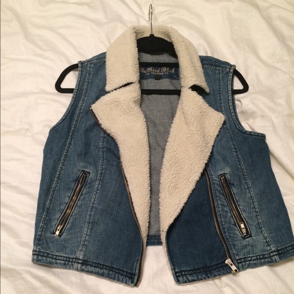 sherpa lined denim vest