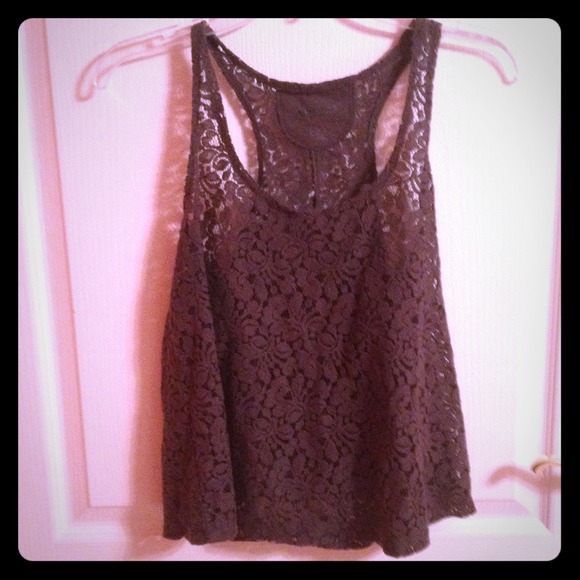 Crochet Gray Lace Top