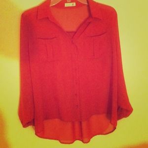 Dark Orange mix w/ Brown colored button up blouse
