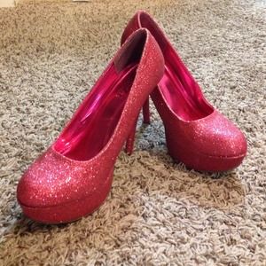 Pink glitter heels