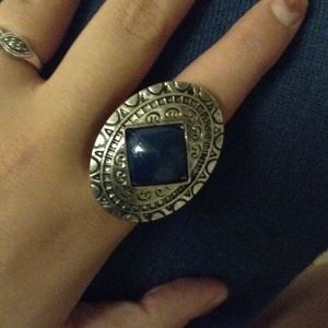 Turquoise Aztec pattern ring