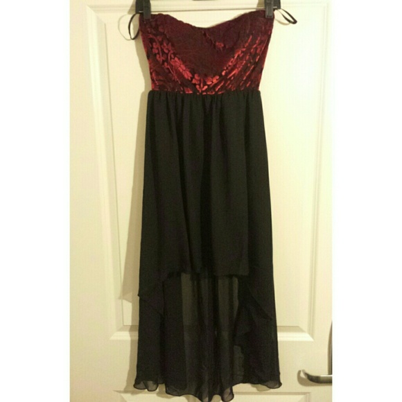 Red and black high-low dress