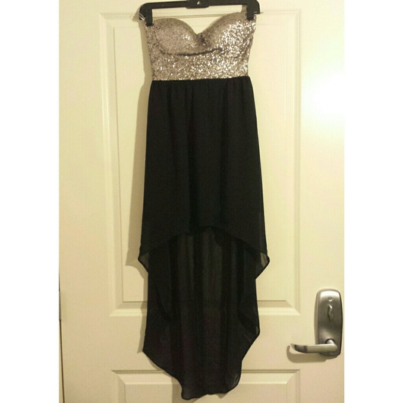 Silver and black high-low dress