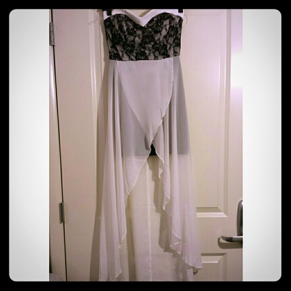 Black and white high-low dress