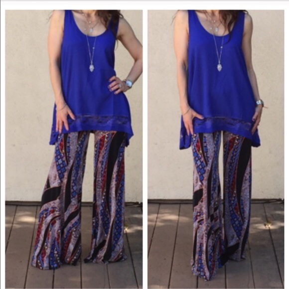 Tribal print wide leg pants LOWEST PRICE - Picture 2 of 4