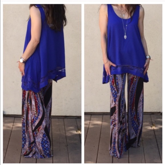 Tribal print wide leg pants LOWEST PRICE - Picture 3 of 4