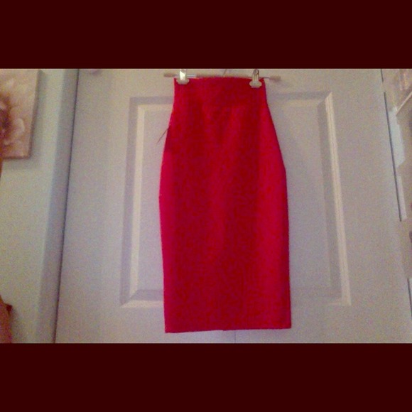 Red pencil skirt