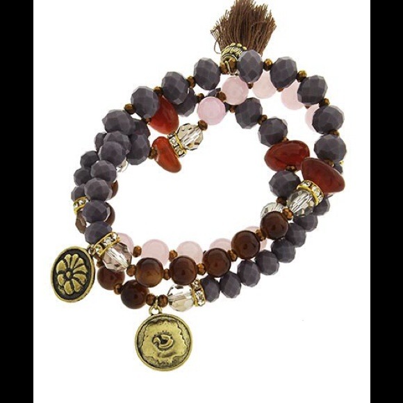 New burnished gold tone prayer beads wrap bracelet