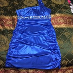 Royal blue one strap dress