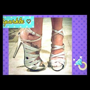 Sparkly gorgeous silver wrap up heels !