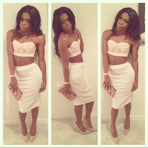 Nude ( blush ) two piece dress