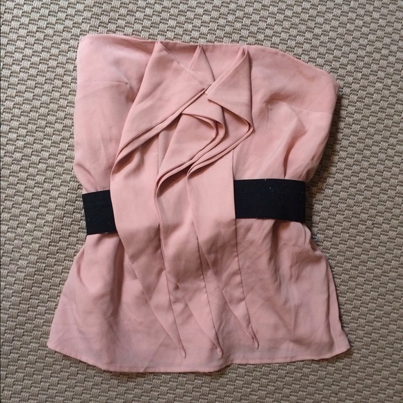 Pink and black strapless top