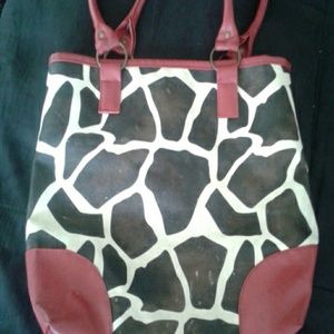 Large cow print/red bag