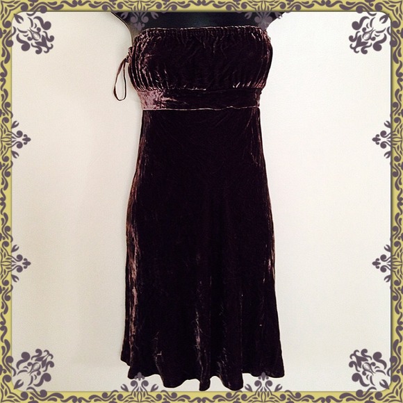 ▪️Short Strapless Empire Waist Crushed Velour/Velvet Dress by Juicy Couture - Picture 3 of 13