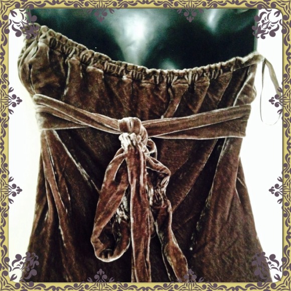 ▪️Short Strapless Empire Waist Crushed Velour/Velvet Dress by Juicy Couture - Picture 6 of 13