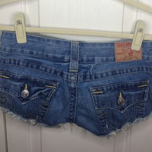 True Religion Joey Cutoff Denim Shorts Sz 25
