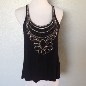 Black sequined Racerback tank top Size Small