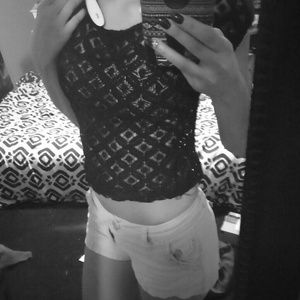 Black crochet crop top