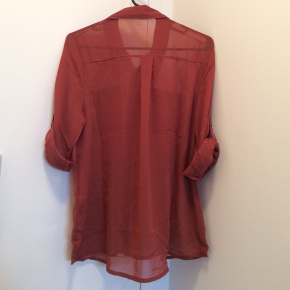 DONATED TO GOODWILL- NWT Rustic Orange Chiffon Top - Picture 3 of 4