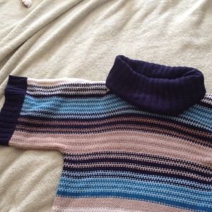 Brown, teal and navy blue sweater