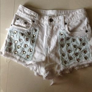 LF heart studded high rise shorts