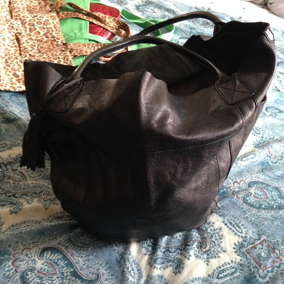 Black leather gap tote