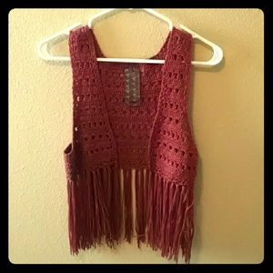 Crochet vest with fringe never been worn