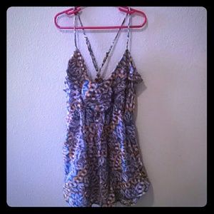 Patterned ruffle spaghetti strap