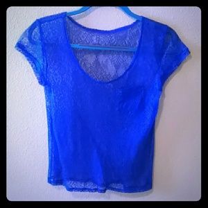 Blue lace top with pocket