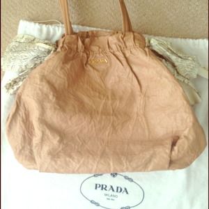 PRADA Nappa Learher Snakeskin Bow Tote
