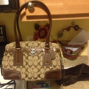 Authentic signature brown Coach bag