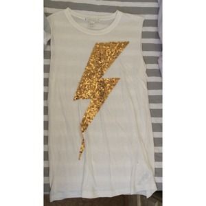 Gold Sequined Lightning Bolt Tank