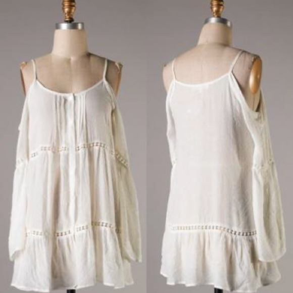 Boho cold shoulder bell-sleeve top