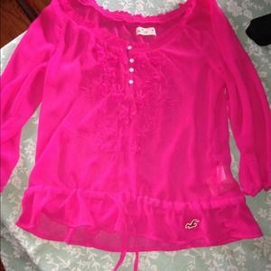 Pink. See through shirt