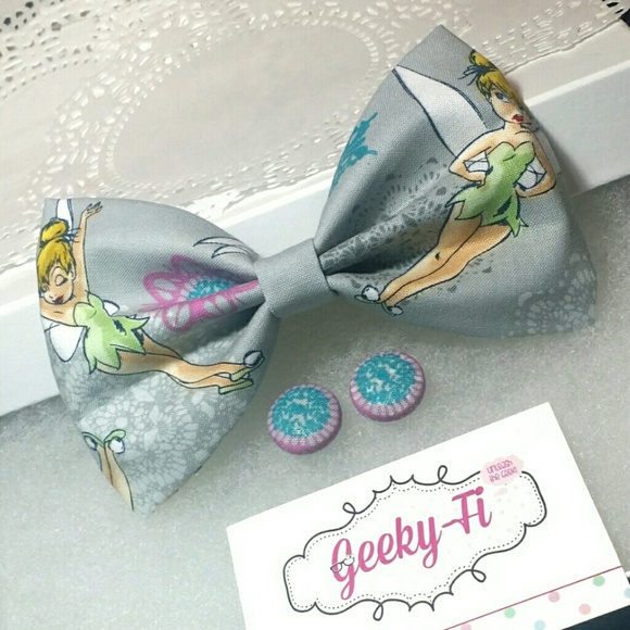 Disney Tinkerbell Hair Bow & Matching Earrings - Picture 1 of 3