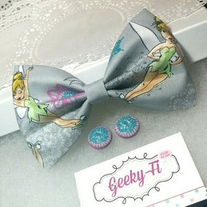Disney Tinkerbell Hair Bow & Matching Earrings