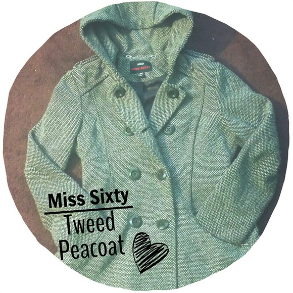 Brown/White Miss Sixty Tweed Peacoat