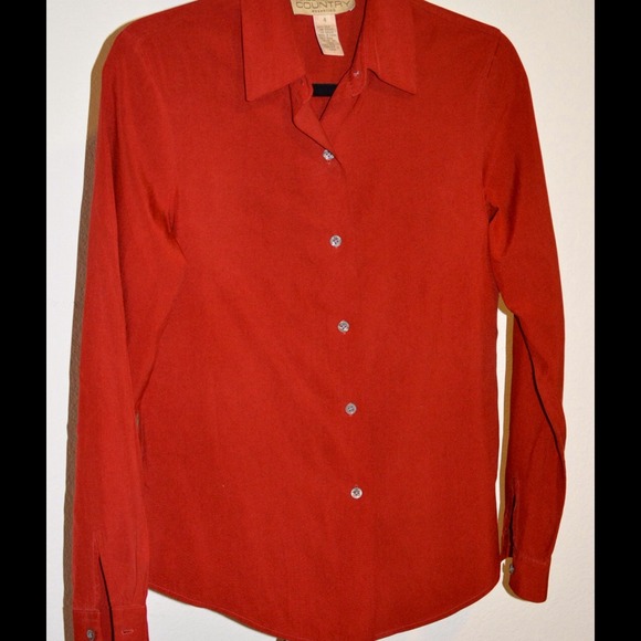 Brick red silk blouse