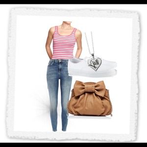 Victoria secrets pink and white striped tank